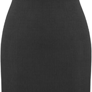 Women's Black Knit Maxi Dress Halter Sleeveless Flattering Fit Mid-Length